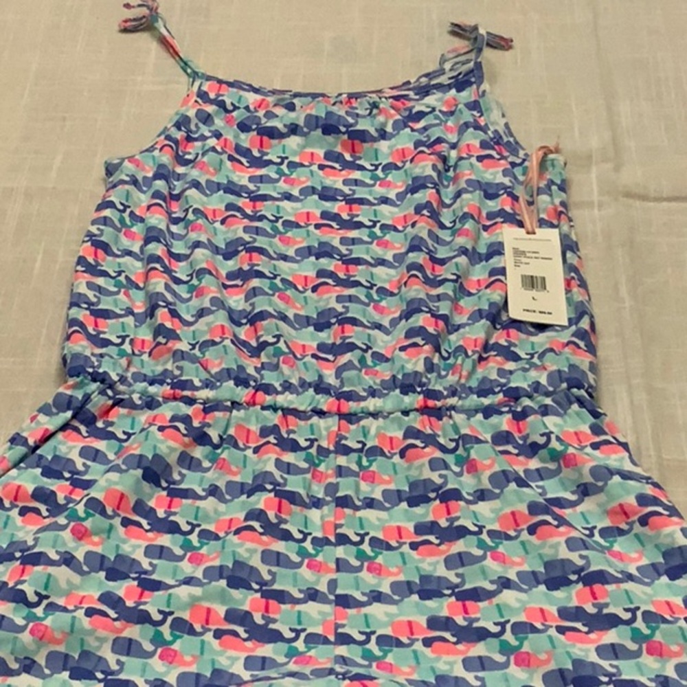 New Girls Vineyard Vines Candy Whale Knit Romper Size L